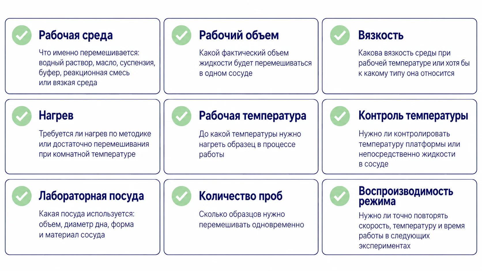 Чек-лист параметров для подбора магнитной мешалки