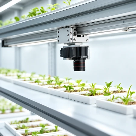 Система фенотипирования растений TP-PlantPhy — модуль визуализации Стеллажная система автоматического фенотипирования растений TP-PlantPhy — камера на направляющей над рассадой