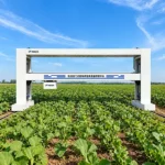 Рельсовая система фенотипирования растений TPN-GTL-GT — белая портальная установка с измерительным модулем над посевами